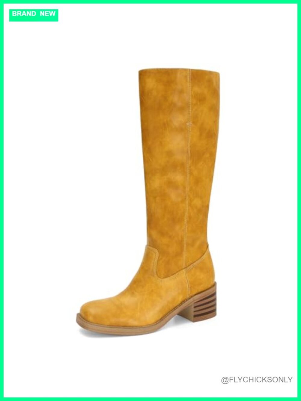 Faux Leather Knee High Boots Square Toe Chunky Block Heel Pull On